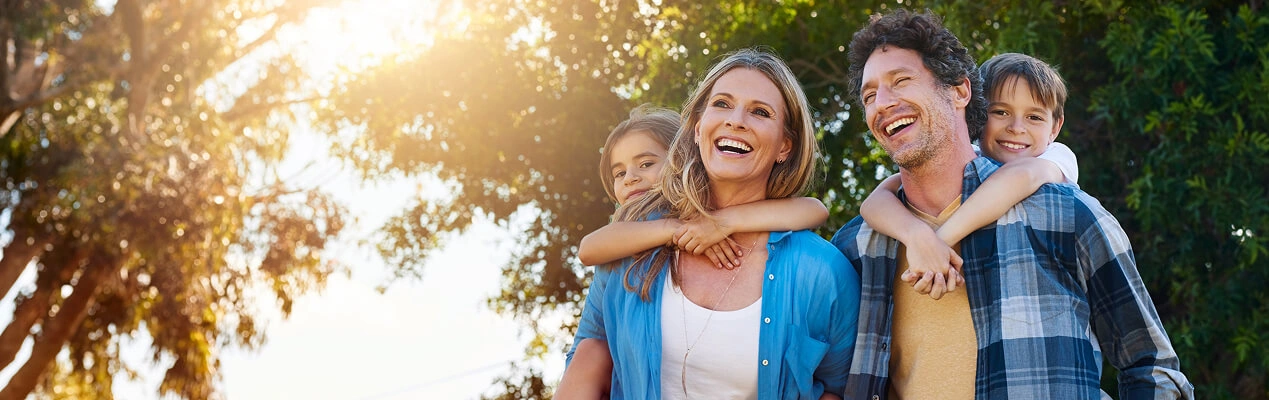 Family walking in nature